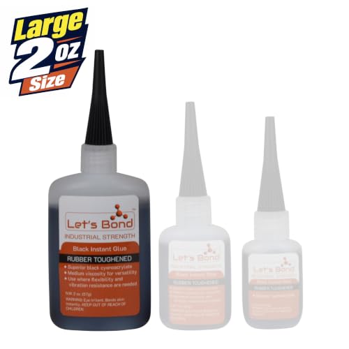 Let's Bond 2 oz Black Premium Cyanoacrylate, Medium Viscosity, 300 CPS - size: 2 oz