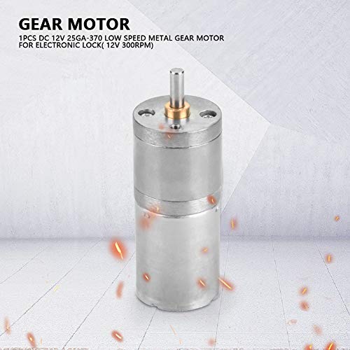 12V DC Geared Motor 25GA-370 Mini Gear Reduction Motor with Metal Gears Low Noise Electric Motor for Electronic Lock Robot Smart Home DIY Projects 300RPM - size: 300RPM