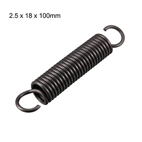 uxcell Extension Spring - 2.5mm Wire Dia, 18mm OD, 100mm Free Length Spring Steel Small Dual Hook Tension Spring - size: 100mm