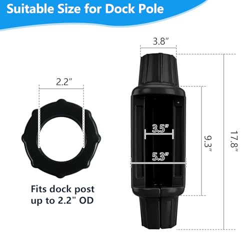 Dock Bumpers for Poles, Boat Dock Pole Bumpers for Docking Dock Post Bumpers for Slide-Over Pole, Slip-On Dock Support Pipe, Vertical Protection Soft UV-Resistant Marine-Grade Vinyl - color: Black(4 PK)