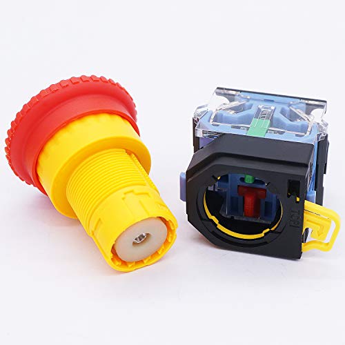 TWTADE/Red Green Momentary Switch, Red Mushroom Emergency Stop Latching Push Button Switch,3 Positions 2NO Latching Select Selector Switch Station Box hz-11ZS-20X-GR - color: White 4 style switch with Box(Select), size: 1NO 1NC