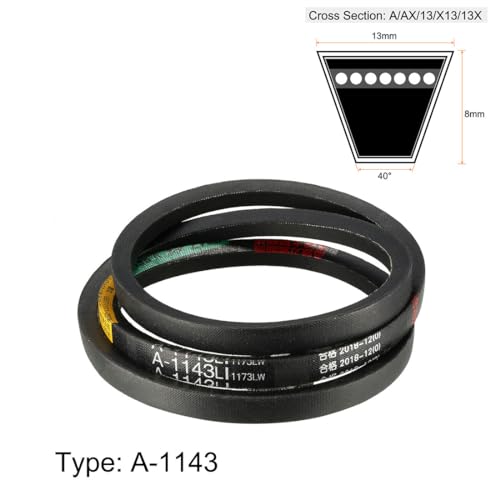 uxcell A1143 V-Belts 1143mm Inner Girth 13mm Top Width 8mm Thickness A-Section Rubber Drive Industrial Transmission Belt - size: 1143mm