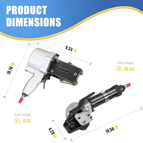 Packaging Pneumatic Metal Steel Strapping Banding Tool Machine for 1 1/4" (1.25") Steel Strap Integrates Functions of Tensioner & Crimper Sealer - style: Pneumatic-1 1/4"