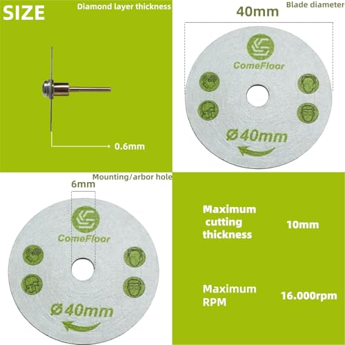 40mm Diamond Cutting Saw Blade and Wheel for Aggressive Wet Cutting, Professional Precision on Ceramic, Porcelain, Marble Tile, 2PCS - size: 40mm