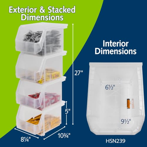 ReadySpace Medium-Tall Stackable Plastic Storage Bins, 4-Pack, Clear - color: Clear, size: Medium-Tall, 4-Pack