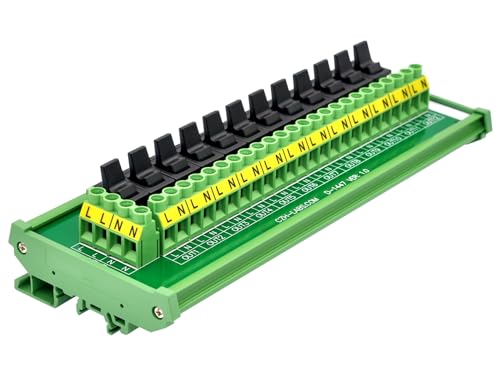 DIN Rail Mount 12 Channel Paddle Switch AC 115V 230V Power Distribution Strip Module - style: Paddle Switch, DIN Rail Mount