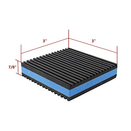 LBG Products Rubber Anti-Vibration Isolator Pads,Heavy Duty Blue EVA Pad for Air Conditioner,Compressors,HVAC,Treadmills etc (3'' X 3'' X 7/8'') - size: 3'' X 3''