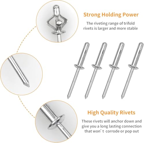 ALLCLEAN 3/16" x 1" Tri-Fold Rivets Assortment - 120Pcs,Silver Tri-fold Exploding Pop Rivets Solid Aluminum Tri Grip Rivets Bulb Style Rivets for Kayak Marine Boat - color: Silver, size: 3/16"x1"-120pcs