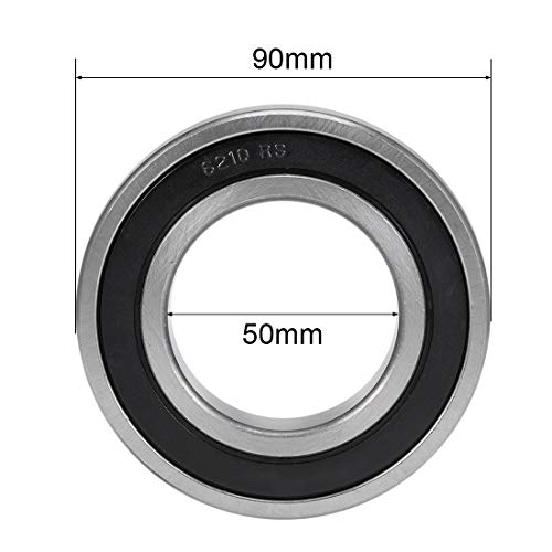 6210-2RS Deep Groove Ball Bearings Z2 50x90x20mm Double Sealed Carbon Steel 2pcs - size: 50mmx90mmx20mm