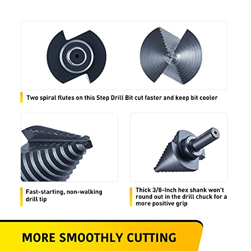 Anfrere 10 Sizes Step Drill Bit for Metal Sheet, 1/4 to 1-3/8 Inches - style: 1pc HSS Bit