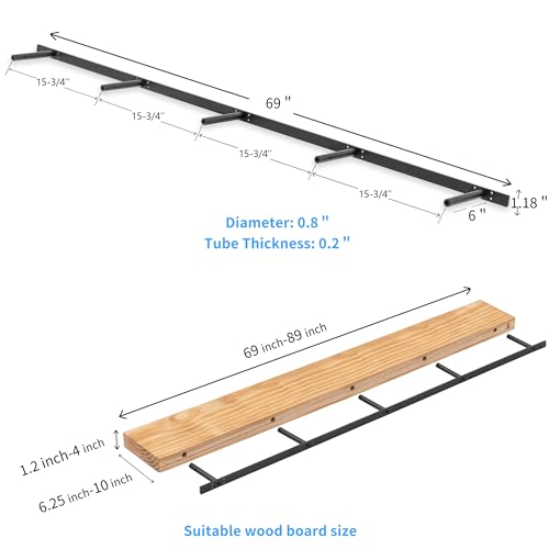 Floating Shelf Bracket ,Hidden Shelf Brackets (2 Pcs Additional Brackets 69 Inch-NO Kits) - size: 69 Inch -2 Pcs Additional Brackets -NO KITS