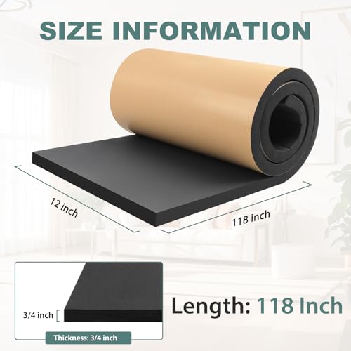 FONUNO Neoprene Foam Padding with Adhesive Closed Cell Foam, Black - color: Black, size: 12" Wide x 118" Long x 3/4" Thick