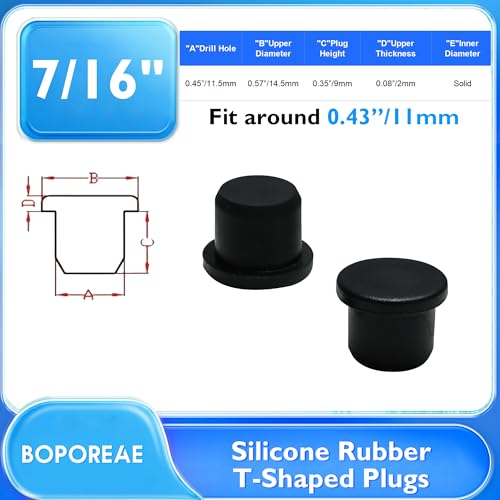 20PCS 7/16" Silicone Rubber Plug, T Type Plug for Round Hole - style: 11mm(7/16"), 20 PCS