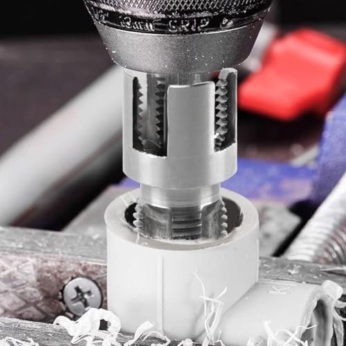 Integrated Internal & External Pipe Threading Tool,Pipe Thread Cuttings Tool,1/2'' 3/4'' Dies,Pipe Sizes Rethreading Tool,Dual-Function Pipe Thread Cutting Tool,for Drill Cutting Threading