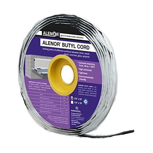 Alenor Black Butyl Seal Putty Tape 1/5'' x 33 Foot - Leak Proof Putty Tape for RV Repair, Window, Boat Sealing, Glass & EDPM Rubber Roof Patching, Car, Van, Bus & Auto Repair - size: 1/5'' x 33’ Ft (Pack 1)