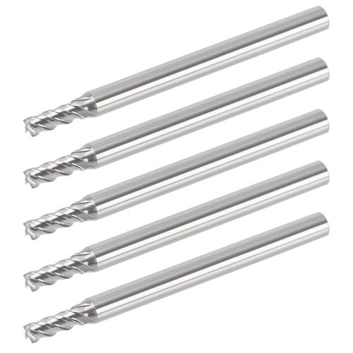 1/8" Ceramic Square End Mill 4 Flute Milling Bits Set for Steel 5pcs - size: 1/8 inch