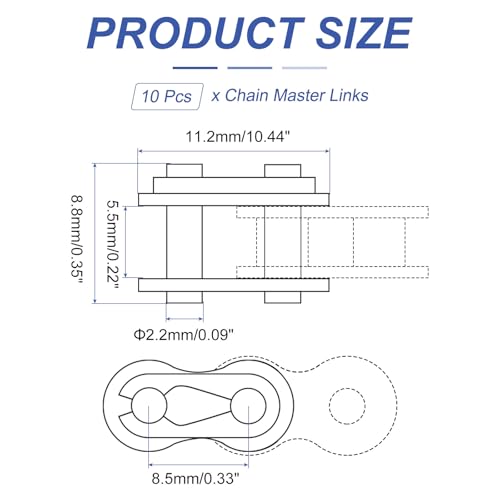 uxcell 10 Pcs #25 Chain Master Connect Links 8.5mm Pitch, Carbon Steel Roller Chain Connector Links, Master Link Replacement for Bike Bicycle Go Kart - size: #25