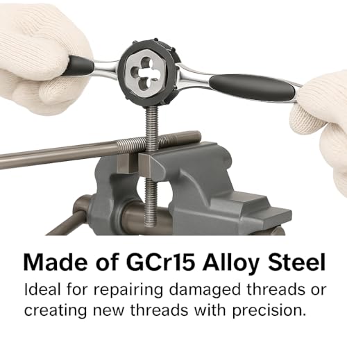 3/8"-18 NPT Tap and Die Set – GCr15 Alloy Steel Pipe Thread Tap and Hex Die Combo, Taper Thread Repair Tool for Conical Pipe Fittings - size: 3/8"-18