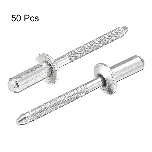 uxcell Blind Rivets, 304 Stainless Steel Pull Rivets Core Decoration Rivets 4.8mm Diameter 13mm Grip Length Close End Silver Tone, 50pcs - size: 4.8mm x 13mm