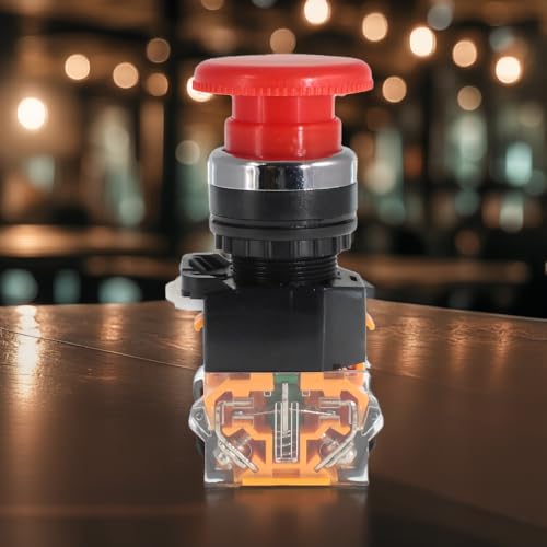 Emergency Push Button Switch, Red Mushroom Head, for Home or Industrial Equipment, Operating Rooms, Distribution Boxes, NO NC, 22mm, Spring Return (1 Pack) - size: 1 Red, style: Spring Return