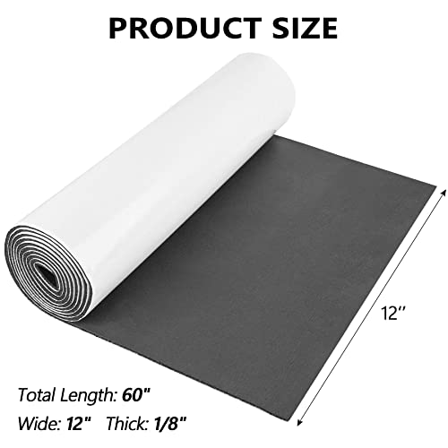 Sponge Neoprene Foam Rubber Sheet with Adhesive, 12 in x 60 in x 1/8 in Multi-Function Soundproof High Density Waterproof Rubber Mat, Perfect Cosplay Easy Cut DIY Neoprene Padding Roll - Black - color: Black, size: 12 in x 60 in x 1/8 in