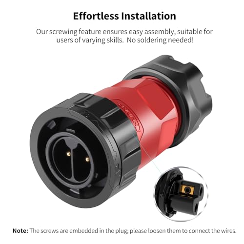 CNLINKO YM-20 2 PIN Screw Lock Waterproof Connector IP68 Circular Connector PBT Plastic Shell Quick Plug Aviation Connector M20 Male Plug and Female Plug(2-Pin) - size: 2-Pin, style: Screw-Assembly