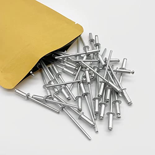 100 Pcs 1/8" x 5/8" Aluminum Pop Rivets, 3.2 x 16mm Silver Blind Rivets, Aluminum Grip and Steel Mandrel - size: 1/8" x 5/8"