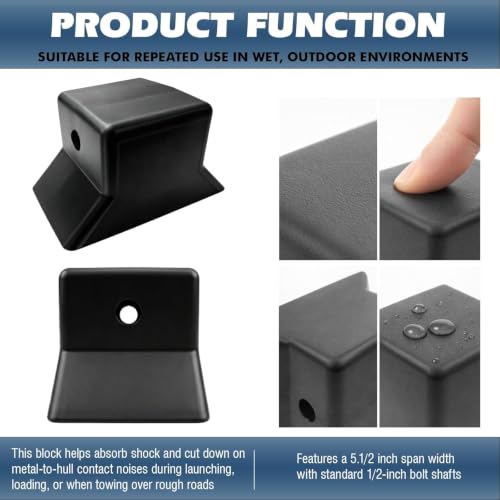 Flat Bow Stop Fits Boat Trailers 5.5 In Span 1/2 Shaft, Jon Boat, Skiff