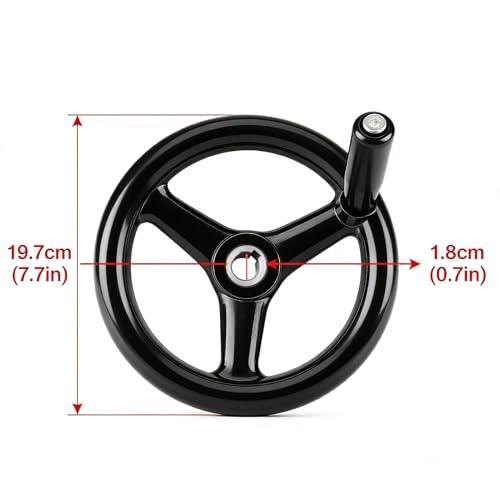 AUNMAS Black Round Hand Wheel with Revolving Knob Handle, 7.7 Inch