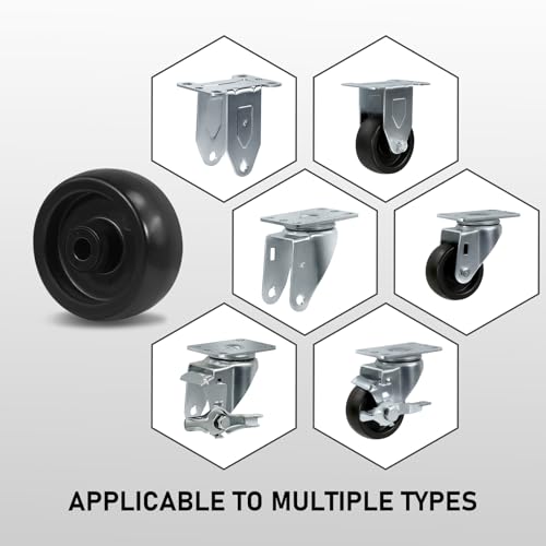 3 Inch Polypropylene Caster Wheels Replacement– 300 lbs Load Capacity Each, Non-Marking, Floor Protective, Smooth Rolling Industrial Wheel for Carts, Tool Cabinets & Equipment(10 Pack) - size: 3 INCH