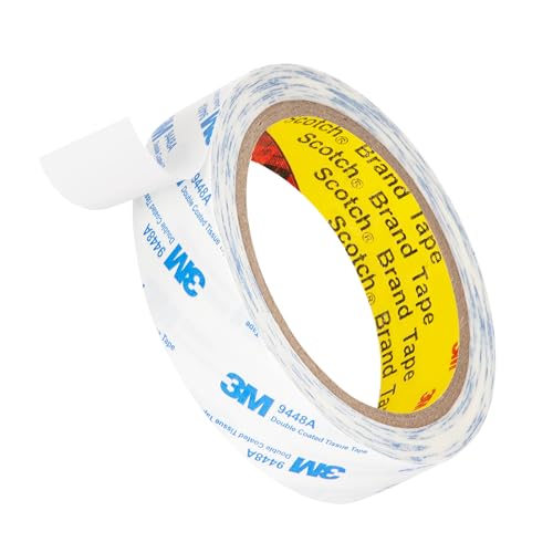 3M Double Sided Tape 1"×32.8Ft 1 Pack 9448A Double Coated Tissue Tape - size: 1"x 32.8 Ft