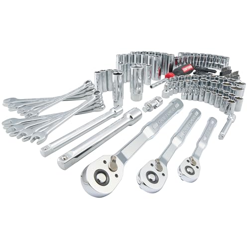 CRAFTSMAN Mechanic Tool Set 135 Pcs, 1/4, 1/2 and 3/8 Inch Drive SAE and Metric Socket Wrench Set with Case (CMMT12124)