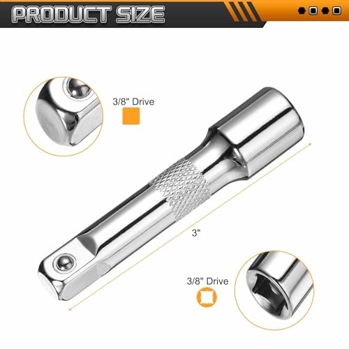 HARFINGTON 1pcs Socket Extension Bar 3/8" Drive 3" Long Extension Bars - size: 3/8" x 3"