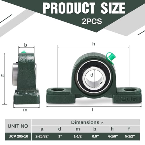 Gisafai 2 Pcs UCP205-16 Pillow Block Bearing with 1" Bore - style: UCP205-16