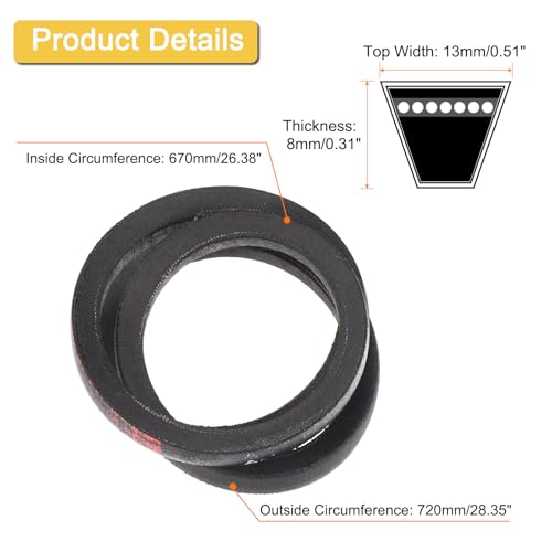 uxcell A26 1/2 Classic Wrapped V-Belt,28" Outer Circ A Profile,Black - size: A26 1/2