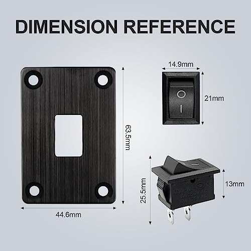 1Pcs Black KCD1 Boat Rocker Switch 2-Position 2-Pin SPST Panel Switch 6A 250VAC 10A 125VAC, with 4pcs FDFD2-187 Blue Terminals, CE - color: 1Pcs Black
