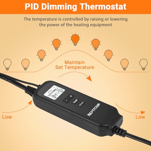 Reptile Thermostat, Dimming Thermostat with 1-24H Timer Setting - color: Timer-temp Set