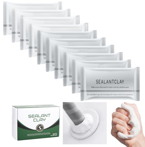 Waterproof Sealant Mastic,Pack of 10 White Seal Putty Waterproof Duct Seal Repair Sealing Clay, Quick Mending Mud for Drain Connection, Wall Hole, Air Conditioning Hole Seal Putty (10-White) - color: 10-White