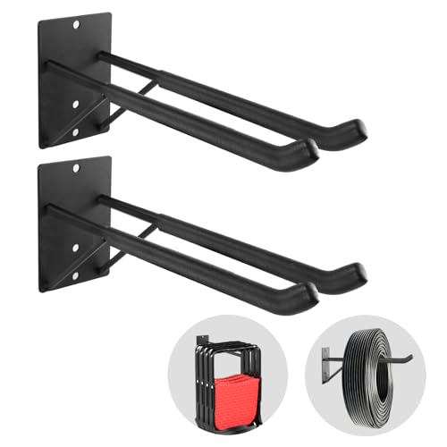 14" Large Heavy Duty Garage Hooks, Steel Garage Storage Hooks with Support Rods, Utility Wall Mount Hangers for Power Tools, Car Tires, Ladders, Chairs, Garden Tools and More (2-Pack 14" Heavy Hooks) - size: 2-Pack 14" Heavy Hooks