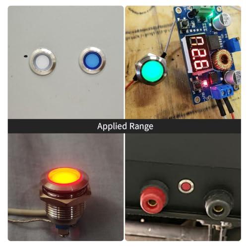 16mm Indicator Light 110V/120V LED AC/DC Pilot Lamp Waterproof IP66 Metal Stainless Steel 304 Pilot Panel 2Pcs Green 5/8" - color: Green, size: 110-120 V AC/DC