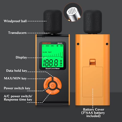 Decibel Meter Digital Sound Level Reader, 30-130 dB, A/C-Weighted