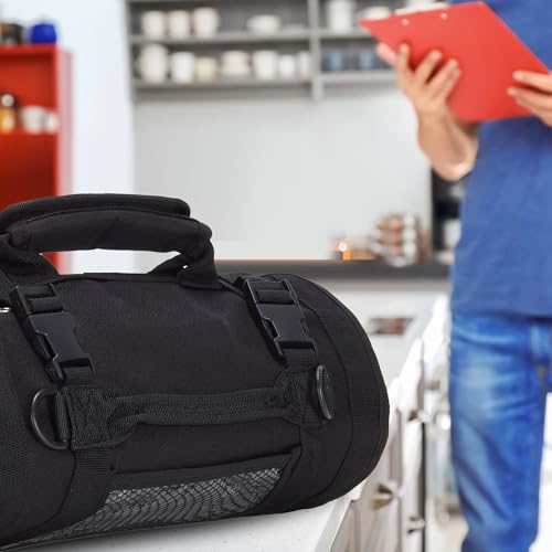 Tool Roll Bag, Tool Bag Organizer, Tool Carrier Roll UP Storage Pouches with 6 Zipper Pockets & Strap, Gifts for Men Mechanic Electrician Hobbyist (Red) - color: Red