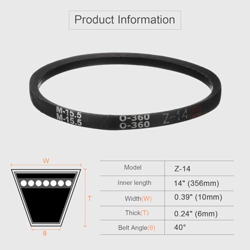 HARFINGTON Z-14 Z Type V-Belt 356mm/14 Inner Length x 0.39" Width x 0.24" Height, Z-Type Closed-Loop Rubber Transmission Belt - size: Z-14