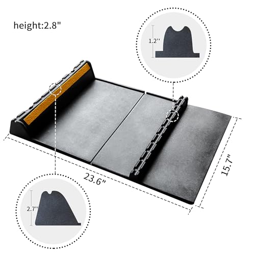 Parking Mat Car Stopper for Garage Floors- Heavy Duty Rubber Parking Aids - Wheel Stop with Scatter Glass Reflective Yellow Targets for Car Garage Floor Stop Aid Indoor Outdoor, 2 Pack