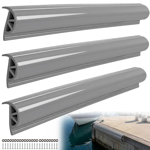 12/16/24FT Marine Dock Bumpers,P-Type PVC Dock Bumper Fenders for Horizontal Decks or Piers Protection,Hardware Inclded(White/Black/Grey) - color: Gray, size: 12FT
