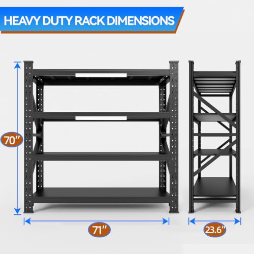 LLIIFFFEE Heavy Duty 4-Tier Metal Storage Garage Shelving Unit - size: 69.6"H * 70.8"W * 23.6"D