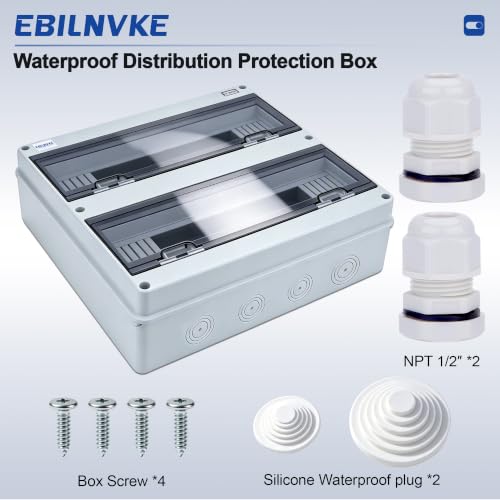 36 Way Circuit Breaker Box, Waterproof Distribution Protection Box - color: HT, size: 36 Way 365x365x110 MM