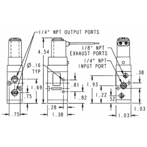 Buyers Products BAV050SA 4-Way 2-Position Solenoid Air Valve with Five 1/4 in NPT Ports, 12V Coil, Convertible to 3-Way Operation for Tailgate, Air Compression, and Pneumatic Systems