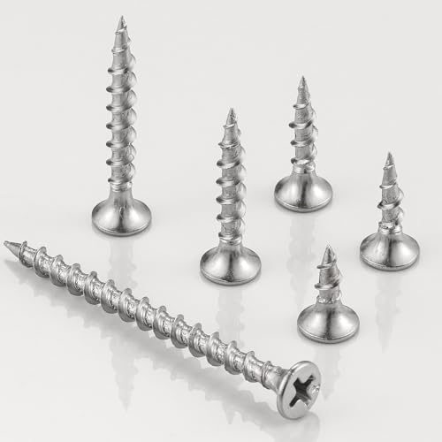 Wensilon #6 410 Stainless Steel Fastener Drywall Screws Kit-Phillips with coarse Threaded tip, Suitable for Drywall Slate, Wood, etc. - color: Stainless Steel, size: #6