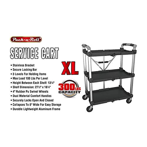 Olympia Tools 85-189 Pack N Roll Collapsible Service Cart, XL, 300LB Capacity, Black - color: Black, size: 300LB